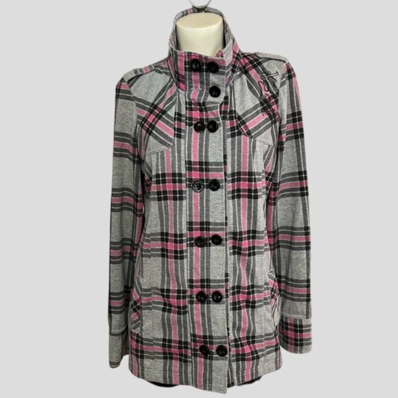 Fox Racing Grey & Pink Checkered Shacket Size Large - Picture 2 of 14